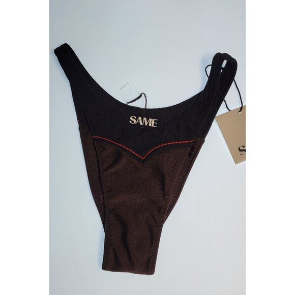 SAME Los Angeles Bottom Swim  Womens Western 90s Size Medimu Brown Faux Suede - Picture 4 of 8